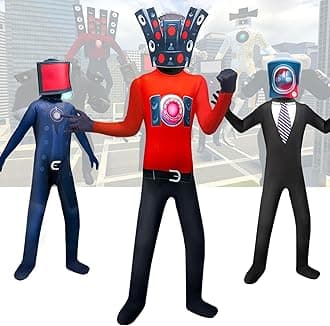 Costume Boys, Tv Man Costume Kids, Toilet Titan, Tvman, Cameraman, Bodysuit Game, Horror Game Cosplay Fancy Dress up with mask for Halloween Christmas, Carnival