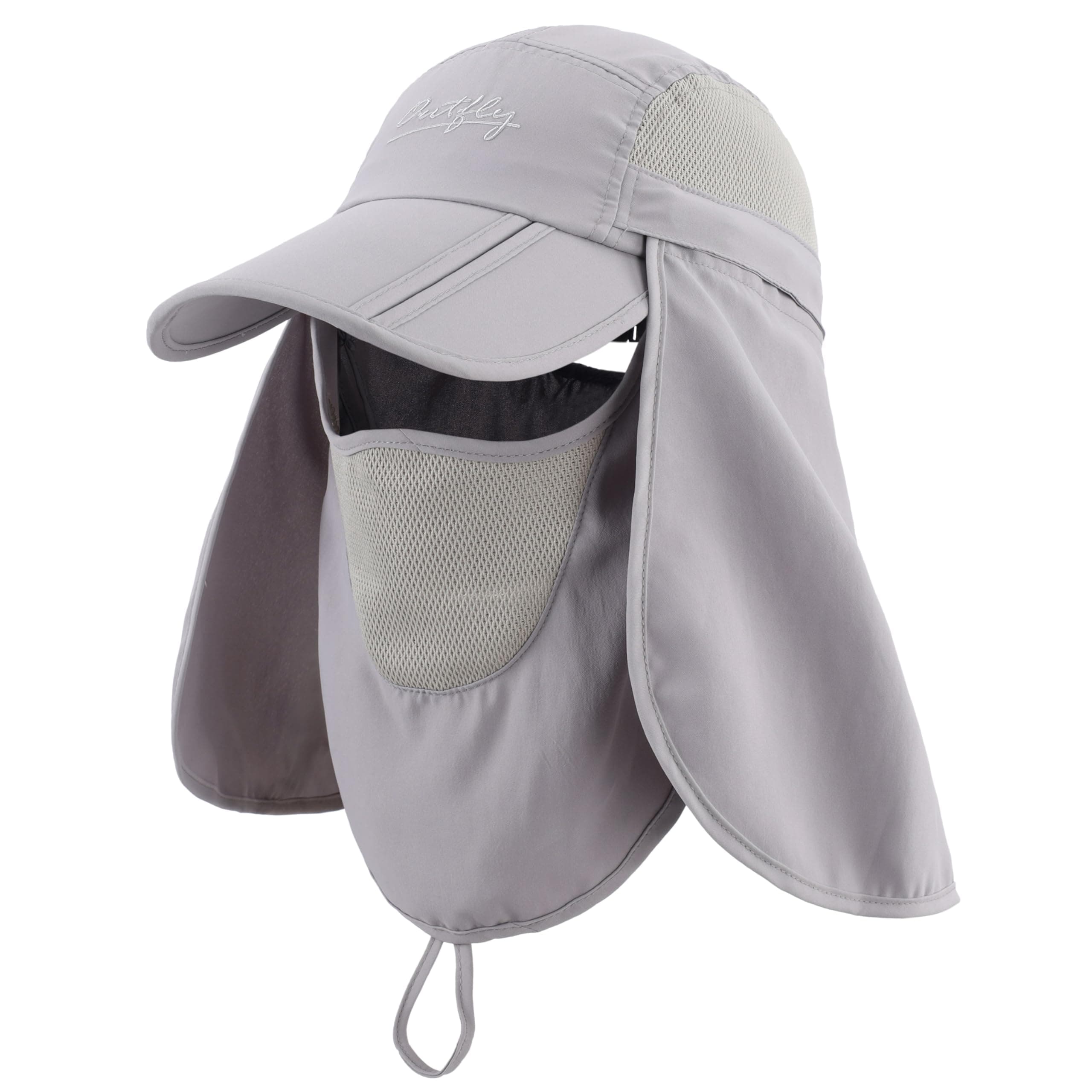 Men's Foldable Baseball Sun Cap with Removable Face Mask Neck Flap Cover UPF 50+ Sun Protection Fishing Hiking Hat