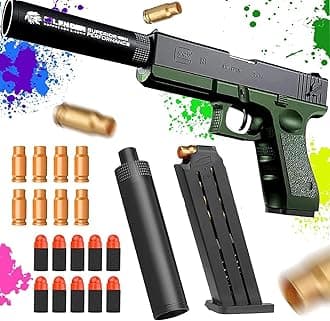 Xizheng Glock Guns Cool Toys Fake Gun Toy Guns for Boys Toy Guns That Look Real Gun Pistol Ejecting Magazine Toy Pistol Cap Gun Training Play Unique Gift Intended for Fun Not Distance or Accuracy