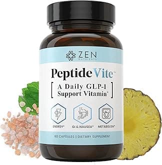 Zen Nutrients PeptideVite GLP-1 Support Vitamin for Gut Health with Probiotics, Bromelain, Chromium Picolinate & Organic Ginger (60 Capsules)