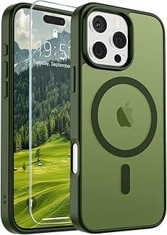 SUPFINE Magnetic for iPhone 16 Pro Case(Compatible with MagSafe)(Military Grade Drop Protection) Slim Translucent Matte Shockproof with Anti-Fingerprint Phone Case,Cangling Green