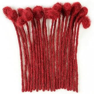 0.4cm Width #Burgundy 8 Inch 30 Strands 100% Human Hair Loc Extensions Full Handmade Dreadlock Extensions for Men Women Kids Can Be Dyed and Bleached with Needle and Comb
