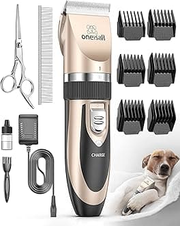 oneisall Dog Clippers Low Noise,Dog Grooming Clippers, Cordless Pet Grooming Kit Pet Shaver Trimmer for Dogs Cats