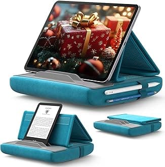 Tablet Pillow Stand, Tablet Stand Holder Dock for Lap, Bed and Desk Compatible with iPad Pro 11 10.5 9.7 10.2 Air Mini, Kindle, Tablets, Phones, E-Reader, Books and More 4-12.9'' Devices Green