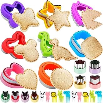 BANIC Uncrustable Sandwich Cutter, 26Pcs Sandwich Cutter and Sealer, Crustless Sandwich Cutter Heart Star Unicorn Dino Butterfly etc, Lunch & Bento Box Accessories