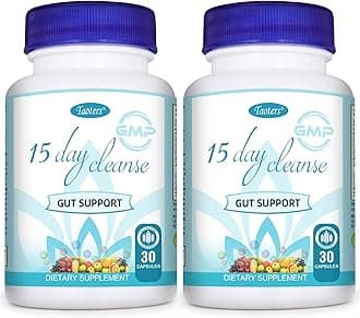 TAOTERS 15 Day Cleanse Gut Support 2 Pack, Detox Supplement with Senna, Cascara Sagrada & Psyllium Husk, for Men and Women | Total 60 Capsules