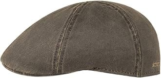 Level Distressed Cotton Duckbill Flat Cap Medium Brown