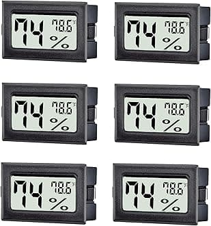6 Pack Mini Digital Thermometer Hygrometer,Indoor Temperature and Humidity Gauge Meter Monitor Fahrenheit (℉) for Home,Greenhouse,Jars