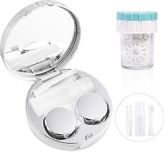 - Lasiyanor Contact Lens Travel Kit with Cleaner Washer, Portable Contact Box with Mirror Tweezers Remover Tool Solution Bottle for Daily Outdoor (Silver)