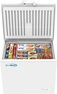 KoolMore - SCF-9C Deep Chest Freezer with Wire Basket, 10 cu. ft. Compact Food and Meat Storage, for Commercial and Home Use with ETL Certification,White