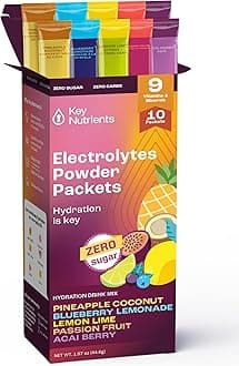 Hydration Packets - 5 Delicious Flavors in Electrolytes Powder Packets No Sugar 10 Pack - No Calories, Gluten Free Electrolytes Powder Packets, Non GMO, Made in USA
