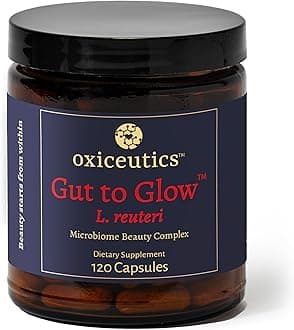 Oxyceutics - Gut to Glow – 120 Capsules - Probiotics for Skin - Supports Skin’s Youthful Appearance with Marine Collagen, hyaluronic Acid & astaxanthin