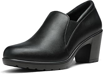 DREAM PAIRSWomen's Low Chunky Block Heels Pumps Comfortable Slip-on Heeled Loafers Ladies Shoes Dress Work Shoes for Office Business, DPU214, Black Size 9, Black, 9