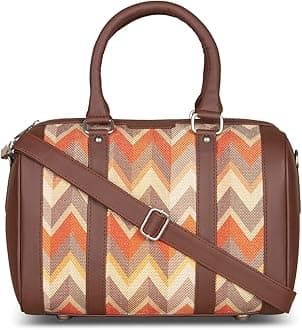 Vegan Leather Handmade Women's Handbags with double handles and detachable Sling Strap