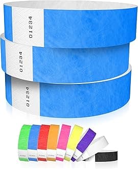 WristCo Neon Blue Unnumbered Tyvek Wristbands for Events - 600 Count ¾” x 10” - Waterproof Recyclable Comfortable Tear Resistant Paper Bracelets Wrist Bands for Concerts Festivals Admission Party