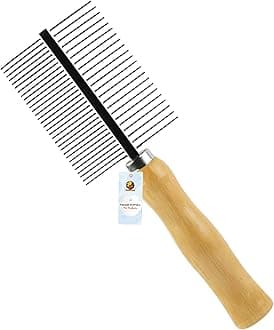 Foodie Puppies Double Side Steel Needles Comb for Dogs and Cats - (Wooden Comb) | Grooming Rake Shedding Comb for Dogs, Cats - Cleaning Supplies (Wooden Dual-Side)