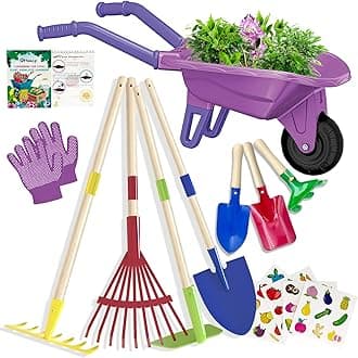 Kids Gardening Tools Outdoor Toys Set Backyard Play with Wheelbarrow Educational STEM Learning Pretend Toys Outdoor Indoor for Toddlers Kids Boys Girls