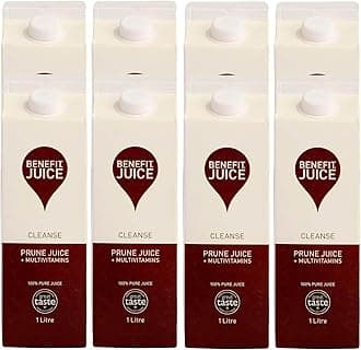 Pure Prune Juice - 8 x 1 Litre Cartons - Prune Juice for Constipation with with Vitamin A,C and E- Health Foods - Healthy Drinks