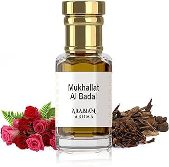 Arabian Aroma Mukhallat Al Badal Attar | Long-Lasting Oud & Rose Perfume with Frankincense | Alcohol-Free, Long-Lasting | 100% Pure | Traditional Arabian Itra Perfume for Men & Women (6ml)