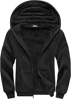 Hoodies for Men Heavyweight Fleece Sweatshirt - Full Zip Up Thick Sherpa Lined