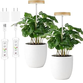 yadoker Plant Grow Light for Indoor Plant,Bamboo Mini LED Grow Light Garden,Height Adjustable,Automatic Timer with 8/12/16 Hours