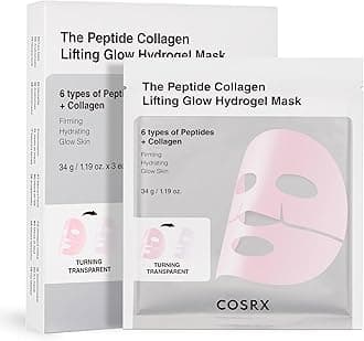 COSRX Pink Peptide Collagen Lifting Glow Hydrogel Face Masks Skin Care Pack of 3, Collagen Face Mask, Travel Essentials, Overnight Face Mask, Korean Skincare