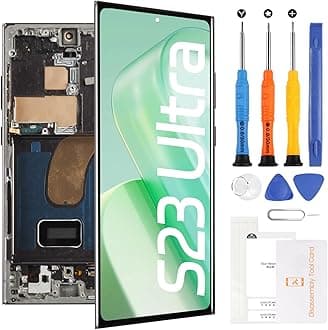 AMOLED for Samsung Galaxy S23 Ultra Screen Replacement SM-S918U S918A S918W LCD Display Touch Digitizer Assembly(Black with Frame,US Version)