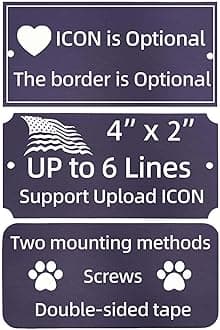 Engraved Custom Name Plate,Brushed Stainless Steel Personalized Name Plaque,Metal Engraving Custom Name Plate with Adhesive Backing or Screws for URN,Trophy, Picture Frame (X-Large-Black)