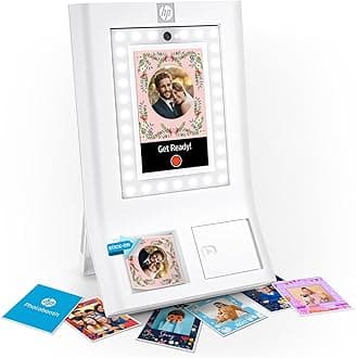 Bundle of HP Sprocket Photobooth Instant 3x4” Color Photo Printer (Grey) Capture & Customize with 250+ Frames+ HP Sprocket 3.5 x 4.25” Zink