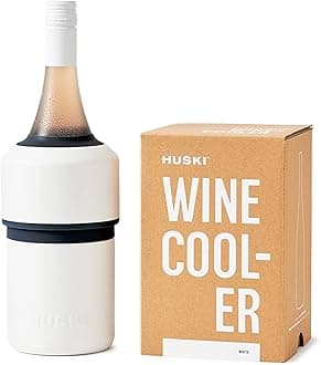 Huski Wine Cooler | Premium Iceless Wine Chiller | Keeps Wine or Champagne Bottle Cold up to 6 Hours | Award Winning Design | New Wine Accessory | Perfect Gift for Wine Lovers (White)