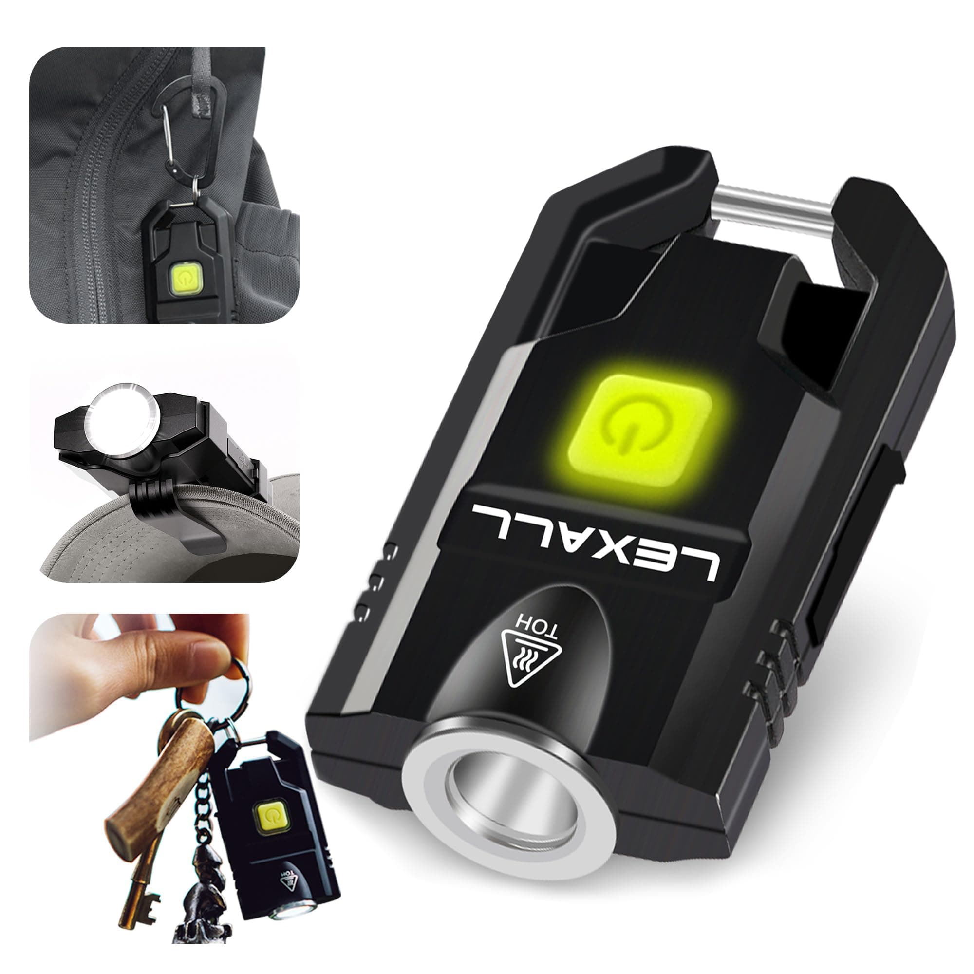 LED Small Flashlight, 500Lumens Bright Mini Keychain Light, Portable USB Rechargeable Pocket Lights with 3 Modes Compact Baseball Cap Lights Indoor and Outdoor for Walking,Searching