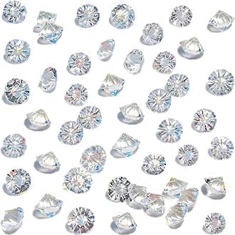 HANSGO 500PCS Diamonds, Mini Clear Fake Diamonds Acrylic Gems Table Scatter Crystals for Vase Fillers, Wedding Decor, Pirate Treasure, Photo Props, DIY Crafts, Party Decorations, Food Display