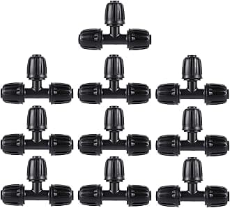 1/2 inch Irrigation Fittings Tee Connectors For (1/2" ID x0.6-0.63" OD) 16mm Drip Tubing Barbed Connectors-10 Pcs/pack