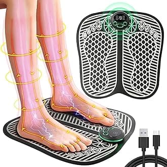 Electronic Feet Massagers for Pain and Circulation,EMS Foot Massager Electric Massage Mat Folding Muscle Stimulatior Massage Mat,8 Modes 19 Intensities,USB Rechargeable