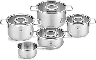 Fissler Pure Collection Stainless Steel Set 9 Piece with Glass Lid