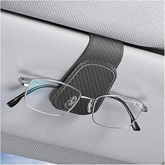 AICEL Sunglasses Holders for Car Sun Visor, Leather Eyeglasses Hanger Mounter, Magnetic Glasses Holder and Ticket Card Clip, Auto Interior Accessories Universal for SUV Pickup Truck (Gray)