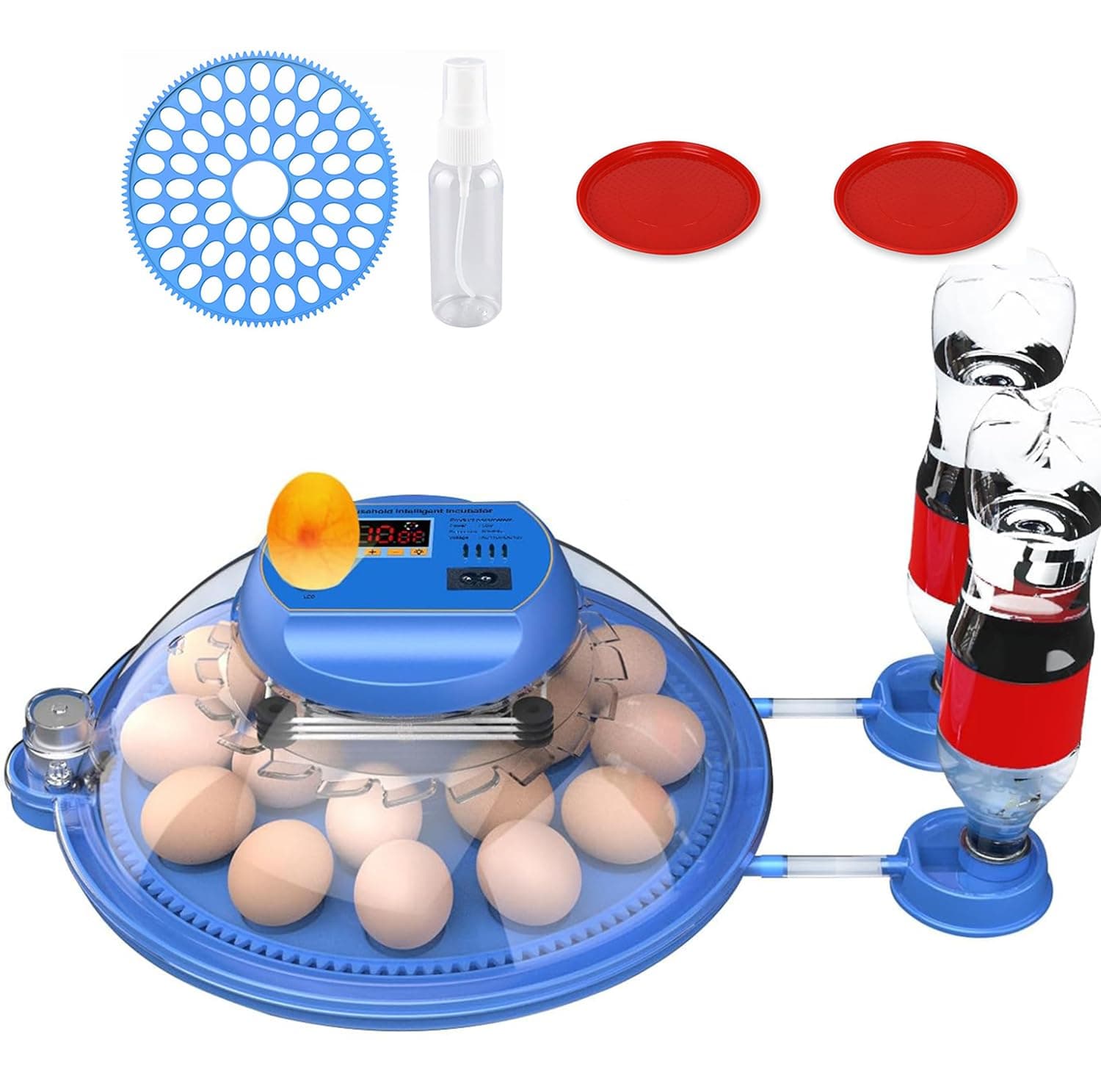 Incubators for Hatching Eggs, Eggs Incubator with Automatic Egg Turning and Auto Water Adding，Egg Candler, Incubator for Chicken Eggs with 2 Egg Trays