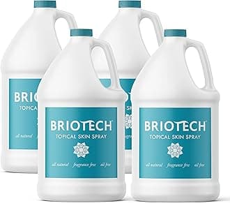 BRIOTECHTopical Skin Spray, Hypochlorous Acid Spray for Body & Face, Eyelid Cleanser, HOCl Facial Mist, Support Against Irritation, Calm Redness, Soothe Foot & Scalp, 1 Gallon Refill (4 Pack)