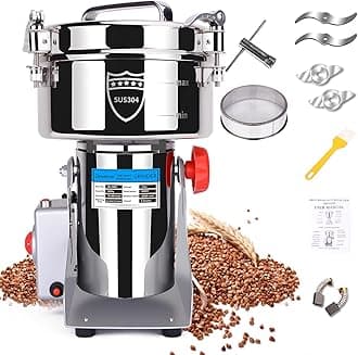 Grain Mill Grinder Electric, 2000g Stainless Steel Grain Grinder for Dry Corn Coffee Wheat Pepper Food Seeds Flour Bean