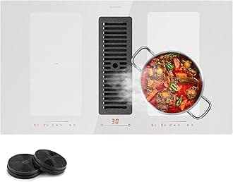 Klarstein 2-in-1 Electric Induction Hob & Kitchen Extractor Fan for Kitchen Islands, Steel Fan 391m³/h Airflow, Touch Control Induction Cooker Hoods, Flex Zone Ceramic Hob, Energy Class A+ Cooker Hood