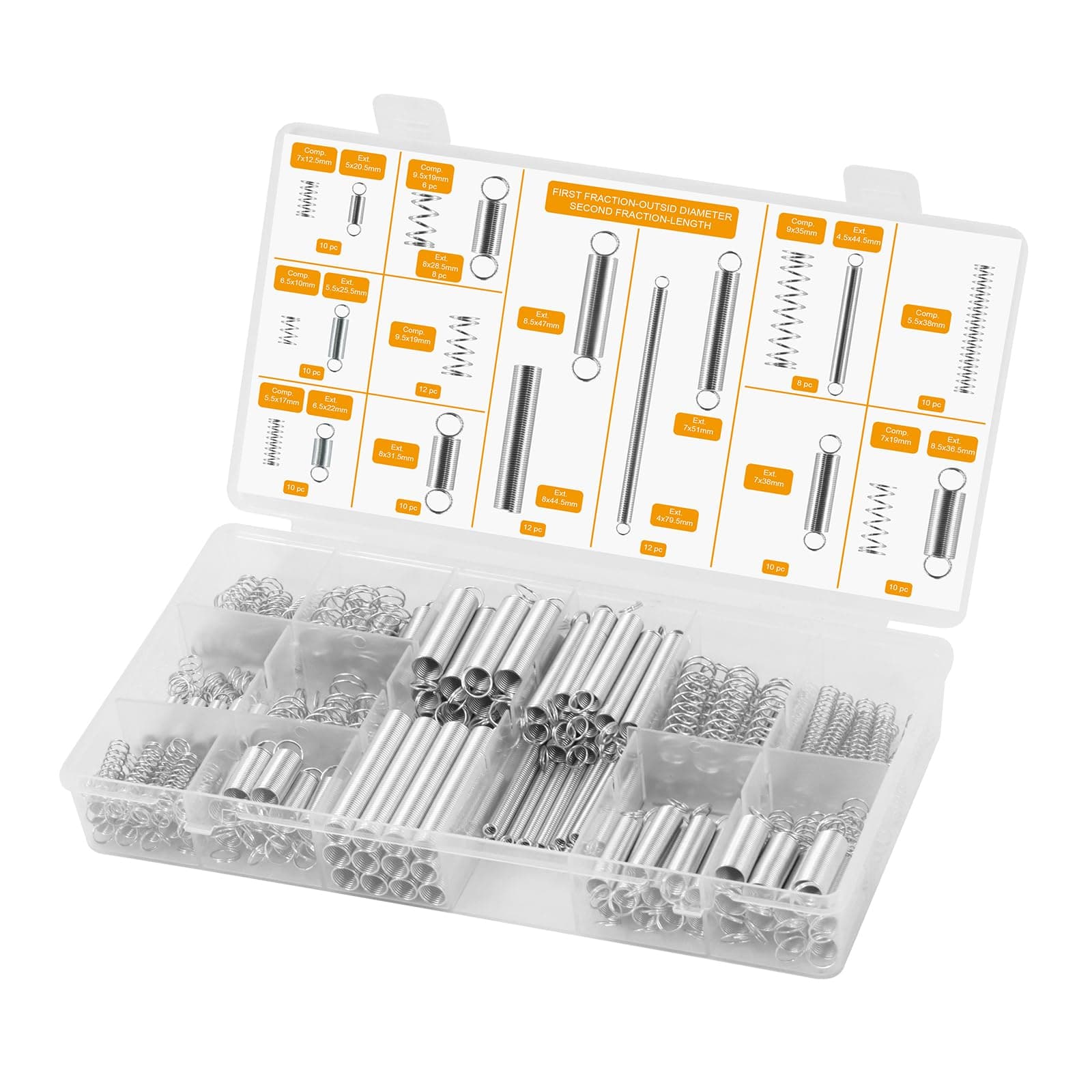 TENBOOM 200 Piece Spring Assortment Set Iron Compression and Extension Springs Spring Assortment for Shop and Home Repairs 20 Differeclear-cutnt Sizes