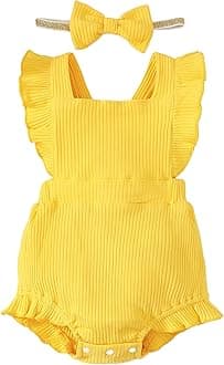 Baby Girl Ruffled Jumpsuit and Headband Set