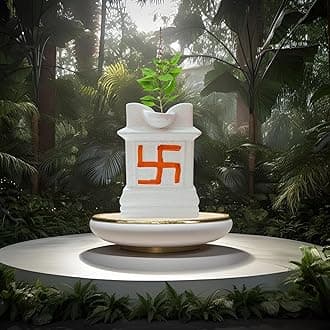 Niyara Ceramic Tulsi Pot – Traditional Plant Holder with Elegant Design (Size- 6 X 9 inch, White Tulsi Pot)