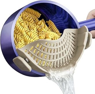 Clip on Strainer - Silicone Pasta Strainer for Pots Pans and Bowls | Space-Saving Kitchen Essentials for Cooking and Draining | Dishwasher Safe (MilkShake)