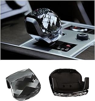 Crystal Gear Shift Knob Cover Trim Compatible with Land Rover Range Rover Sport/Vogue 2023-2025，VELAR/Discovery 5 2021-2025 Interior Accessories (Black)