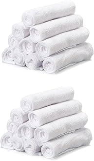 Spasilk Washcloth Wipes Set for Newborn Boys and Girls, Soft Terry Washcloth Set, Pack of 20, White