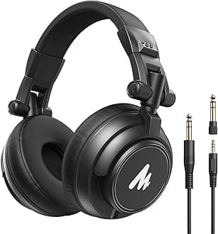 MAONO Professional DJ Studio Monitor Headphones Over Ear and Detachable Plug & Cable with 50mm Driver for DJ Studio a AU-MH601