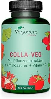 Vegavero Vegan Collagen Supplement 2000 mg | Complex with L-Lysine, L-Proline, Vitamin C (Acerola) & Superfoods Extracts | NO Additives, Lab-Tested | 120 Capsules