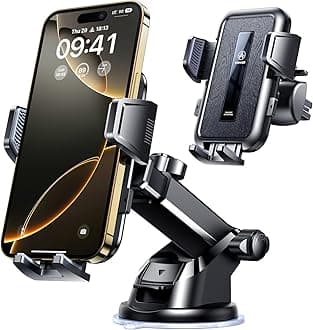 VANMASS Newest Upgrade [Top Military-Grade] Car Phone Holder, [2024 Strongest Suction & Clip] Cell Phone Car Mount Windshield Dashboard Vent Truck Stand Cradle for iPhone 16 Pro Max 15 14 13 Android