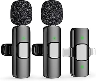 2 IN 1 Model M2 Mini Wireless Lavalier Microphone for iPhone 15 16, iOS and Android Devices - Noise Reduction Lapel Mic for Recording, Clip on Omni Lav Mic for Video Recording, Tiktok, Youtube, Vlog